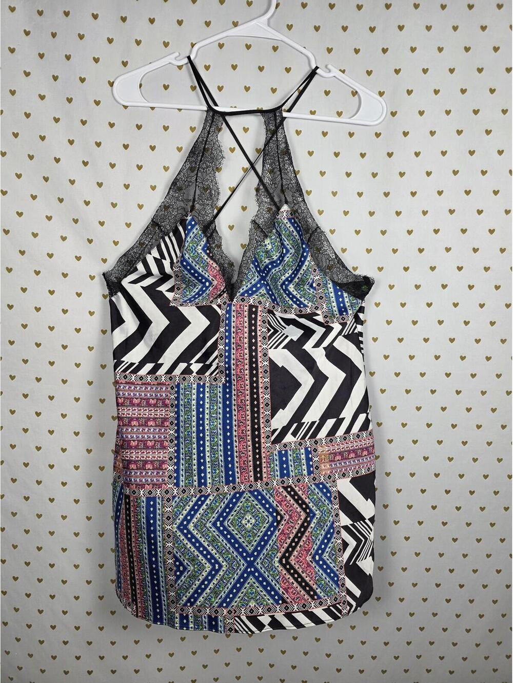 Victorias Secret Satin Geometric Slip Dress nightie Strappy Lingerie LARGE